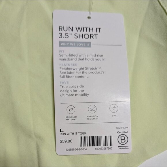 Athleta Run With It 3.5" Shorts Featherweight Stretch Semi-Fitted Mid-Rise L NWT - Picture 7 of 14